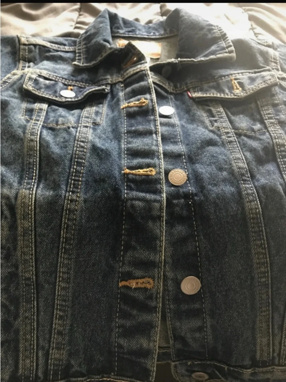 VCG-Levi's Classic Denim Trucker Jacket Kids Size L Dark Wash Jean Jacket Unisex